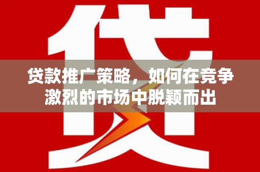九江贷款推广策略，如何在竞争激烈的市场中脱颖而出
