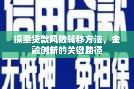 将乐探索贷款风险转移方法，金融创新的关键路径