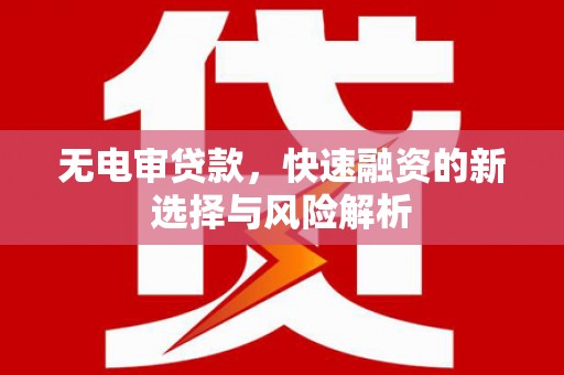 土库无电审贷款，快速融资的新选择与风险解析
