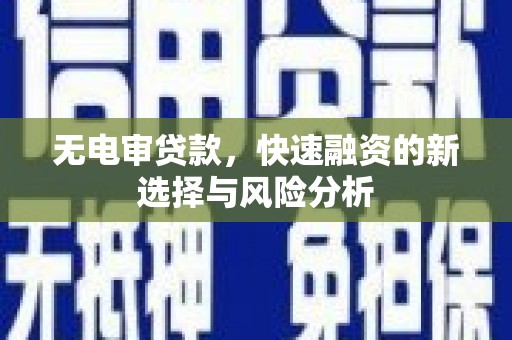 三湾无电审贷款，快速融资的新选择与风险分析