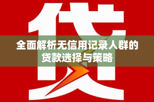 大甲全面解析无信用记录人群的贷款选择与策略
